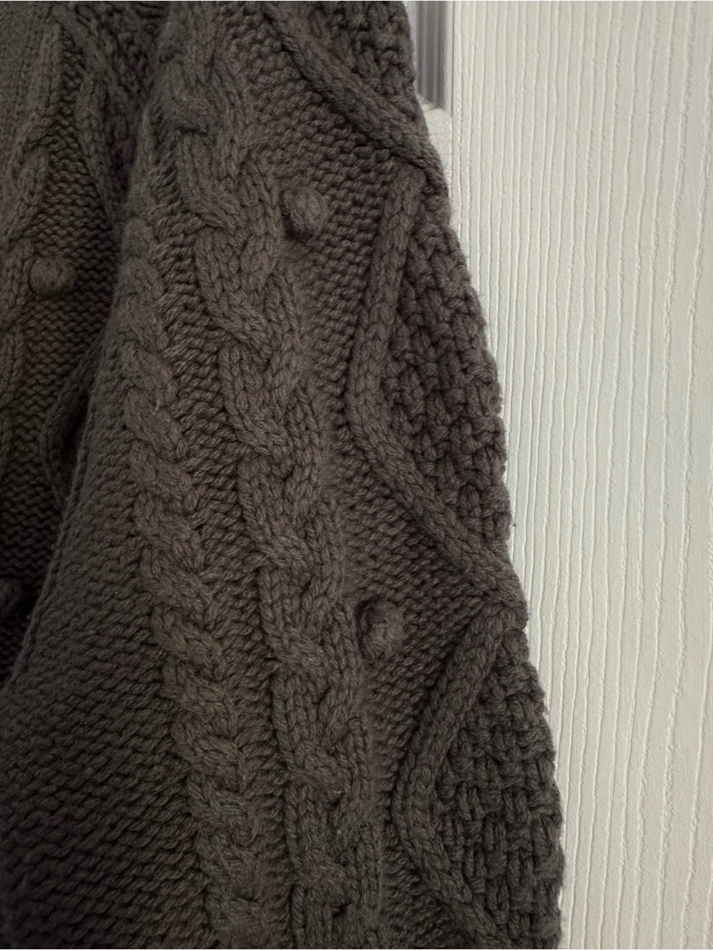 Size M Women’s Wilfred Montpellier Cardigan Merino Wool Cable Knit Taupe - Picture 6 of 9
